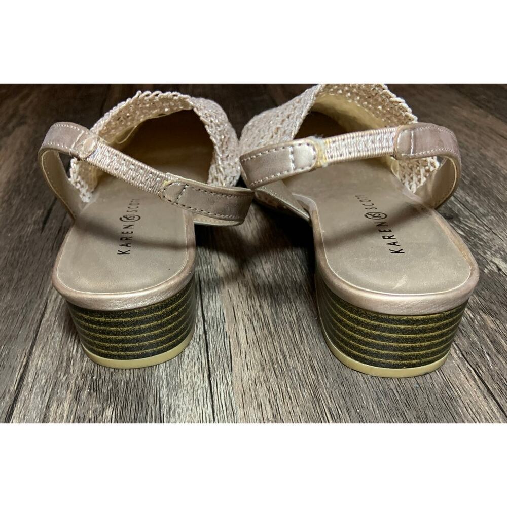 Women's Karen Scott Carolton Woven Slingback Block Heel Sandals Beige Size 8 1/2 - Picture 10 of 11